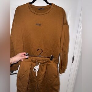 SHEIN Camel Brown Hoodie and shorts Set